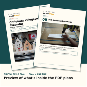 Preview of what's inside the Christmas Village Advent Calendar PDF plan