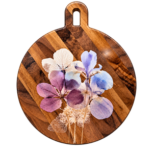 Walnut Floral Resin Charcuterie Board
