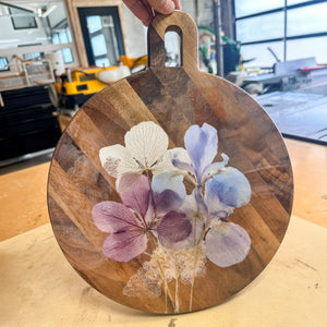 Walnut Floral Resin Charcuterie Board