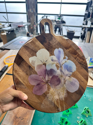 Walnut Floral Resin Charcuterie Board