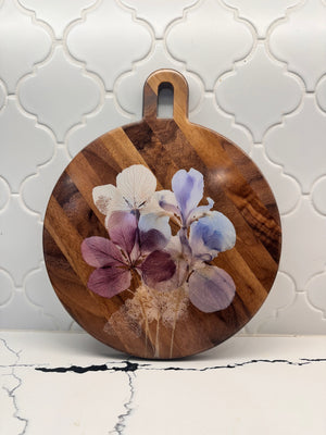 Walnut Floral Resin Charcuterie Board